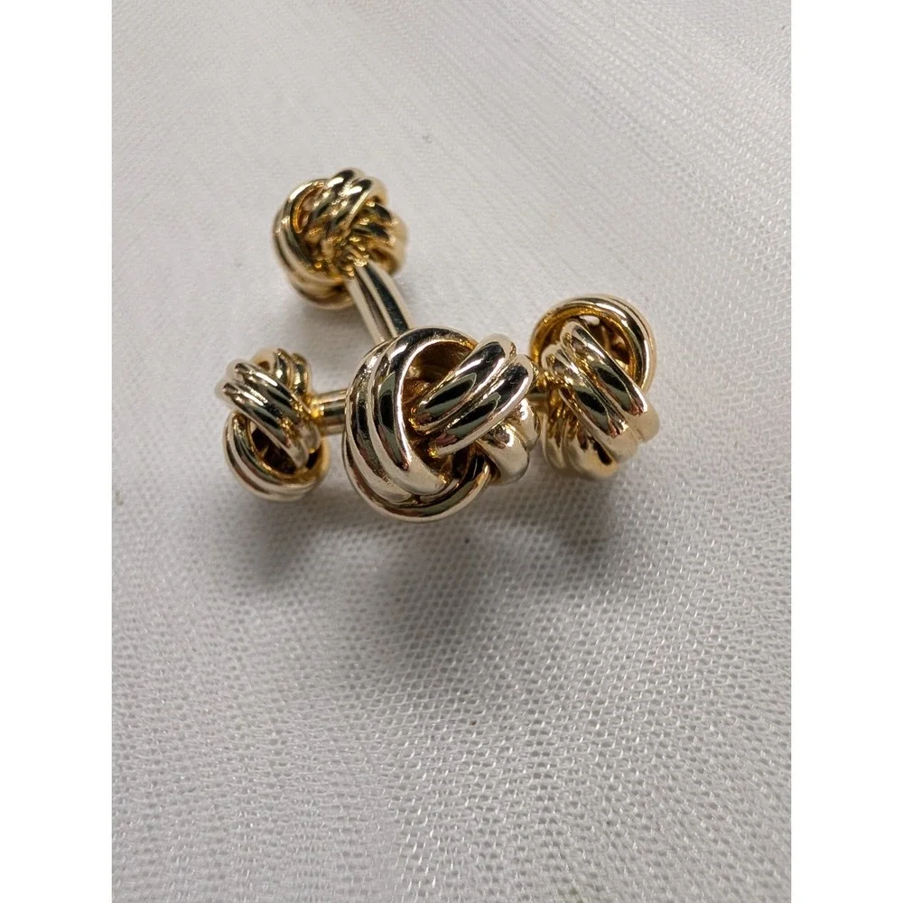Vintage Gold Tone Love Knot Cufflinks & Shirt Stud Set Formal Tuxedo Set